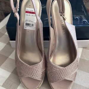 Karen Scott Taupe rhinestone Slingback Heels